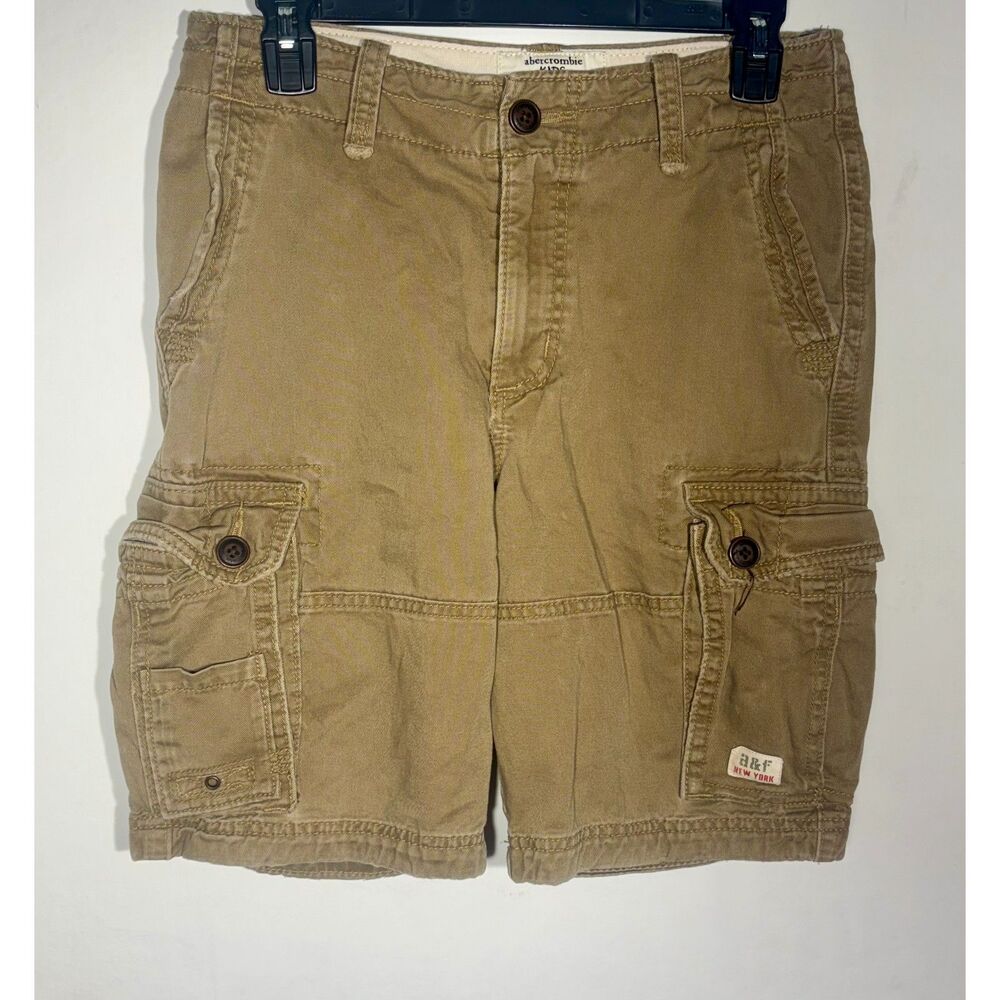 Abercrombie Kids Boys Cargo Shorts 15/16 Khaki Tan A&F Utility Pockets Y2K